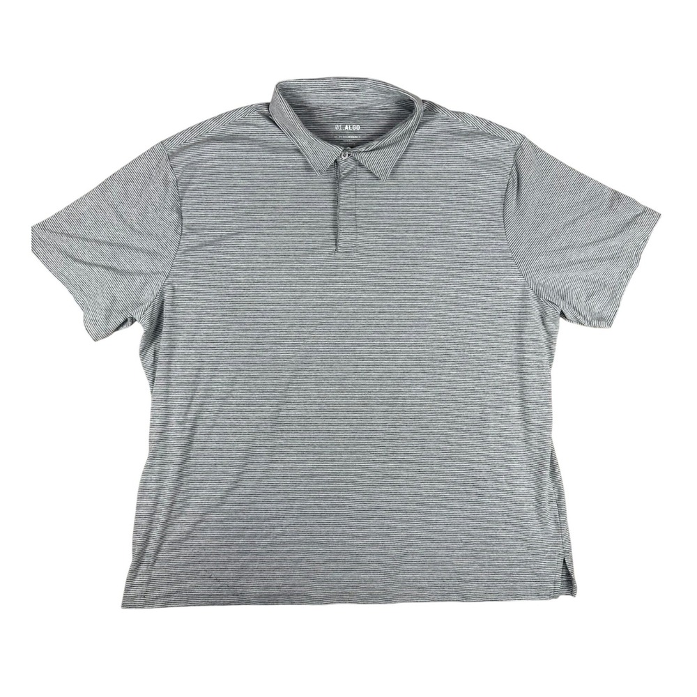 01.Algo Mens 3XL Performance Polo Shirt Grey White Micro Striped MGK10043S‎